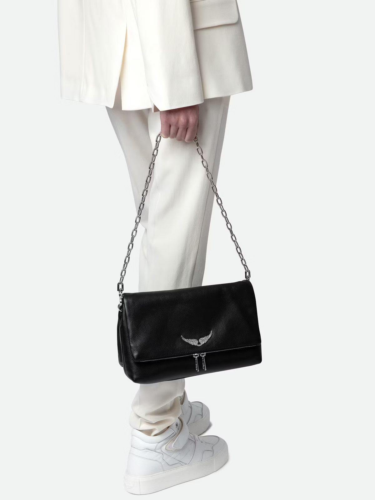 Bolso Rocky Grained Leather + Studs Noir