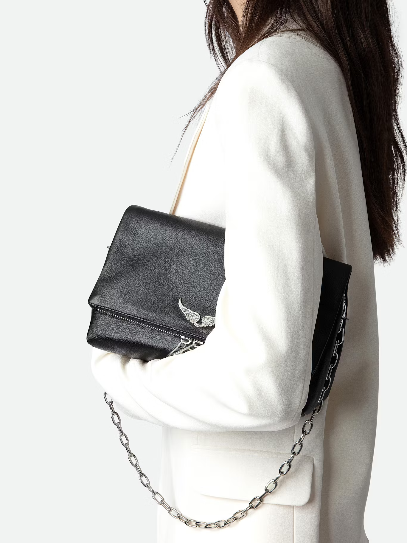 Bolso Rocky Grained Leather + Studs Noir