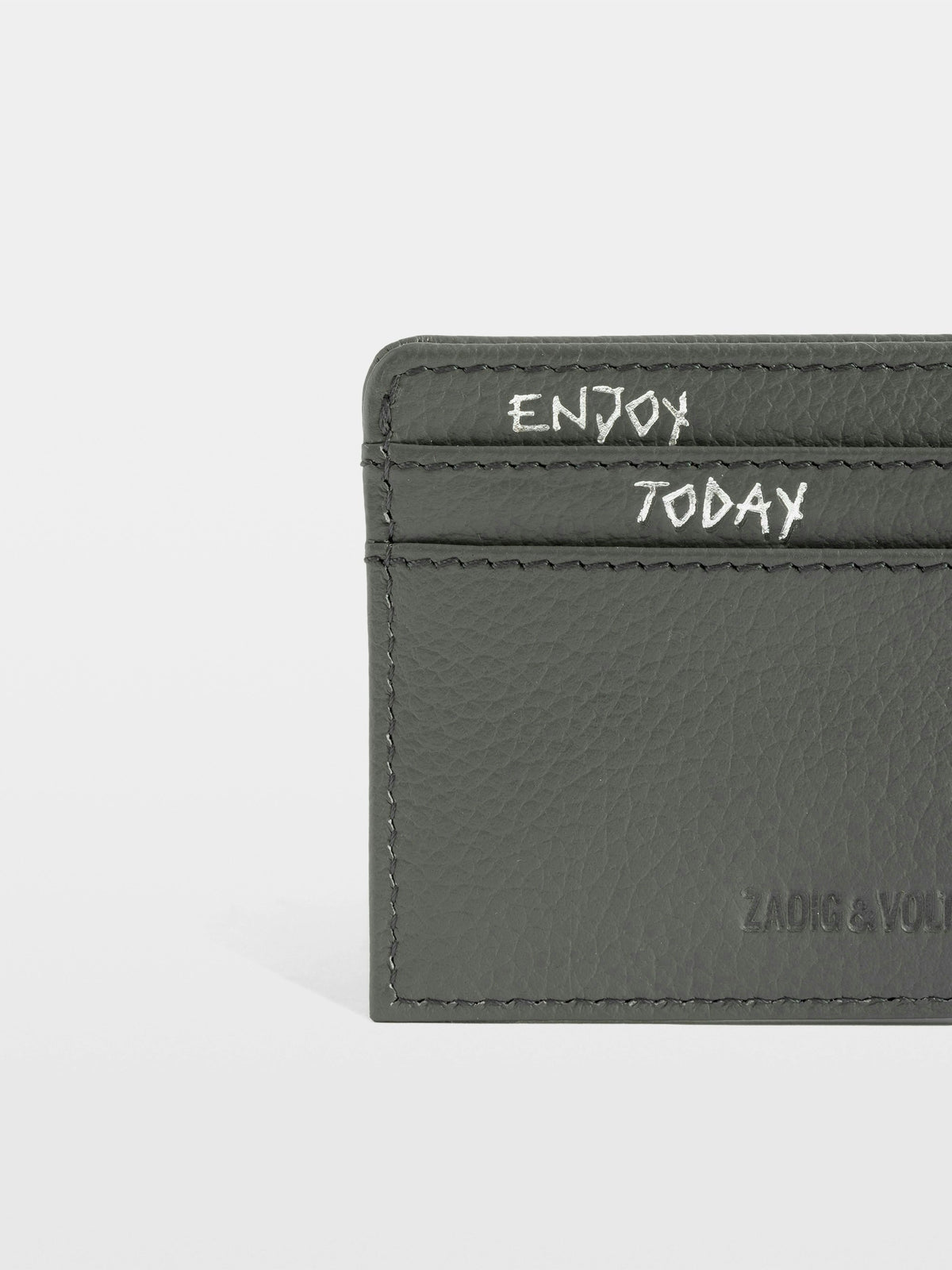 Tarjetero ZV Pass Grained Leather Gris