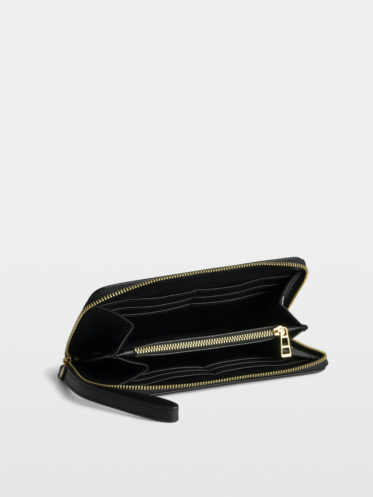 Billetera Compagnon Grained Leather Negro