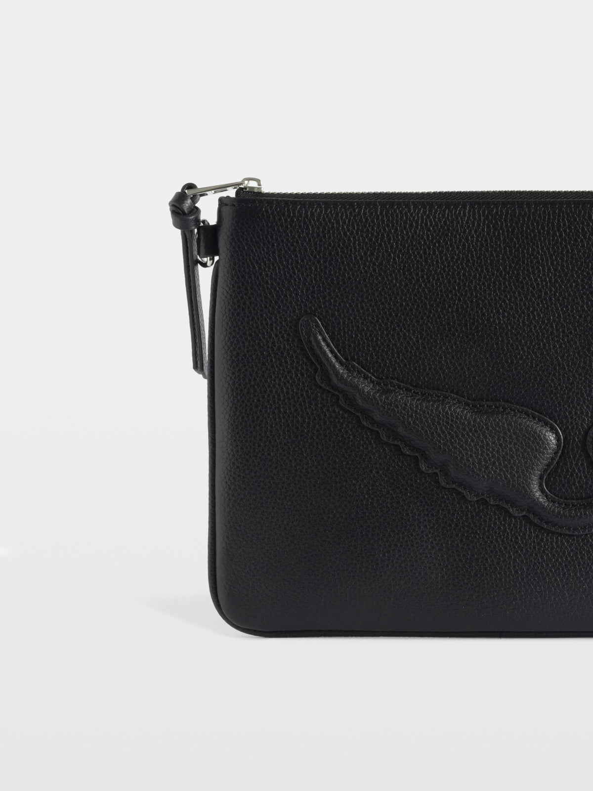Clutch Angel Pouch Grained Leather Negro