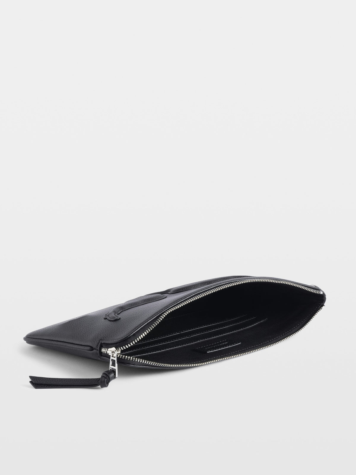Clutch Angel Pouch Grained Leather Negro