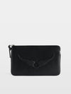 Clutch Angel Pouch Grained Leather Negro