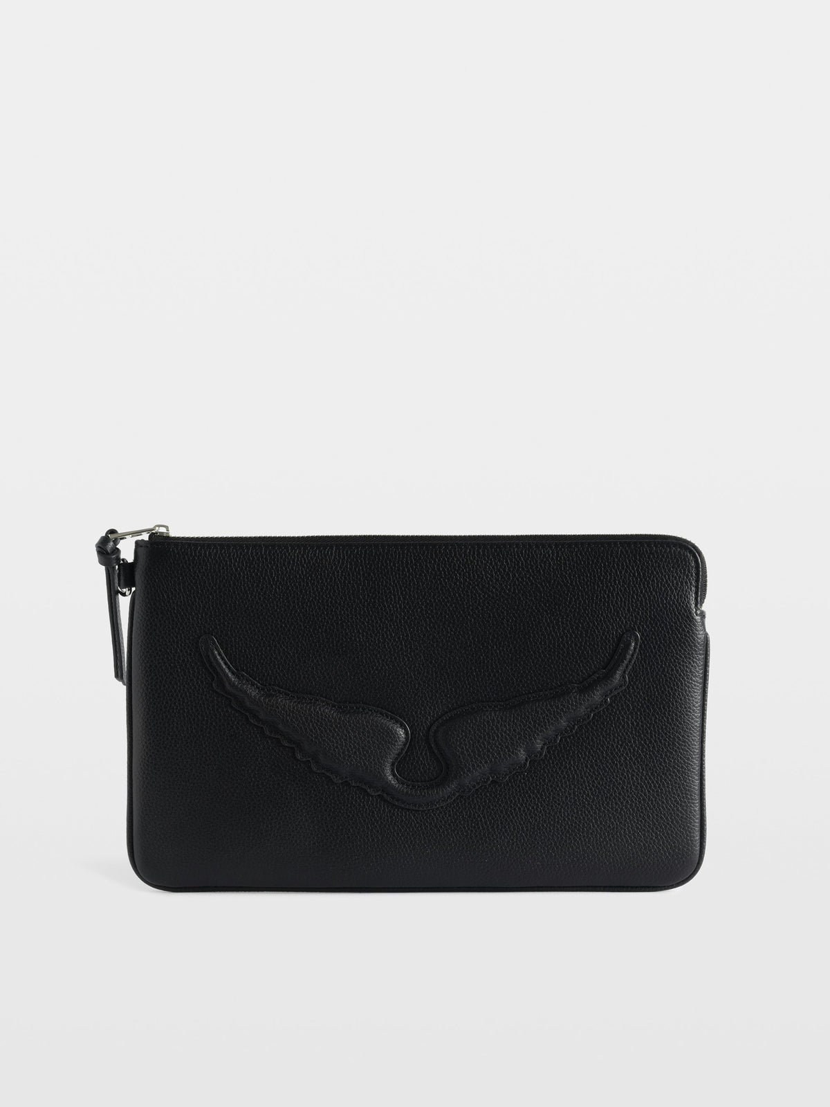 Clutch Angel Pouch Grained Leather Negro